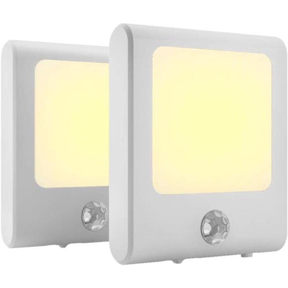 Plug in Motion Sensor Lights with Adjustable Brightness,Warm White Motion Active